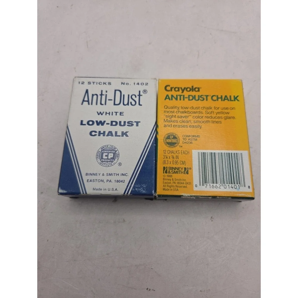 Anti-Dust White Chalk No. 1402 Binney-Smith -9 W/ 1988 Crayola 1401 YLW - 6